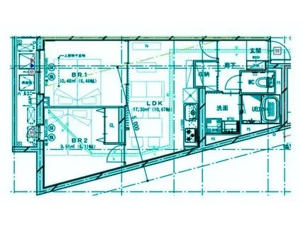 ソラシアレジデンス大井町(2LDK/4階)の間取り写真