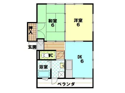 サンハイツ麻里布(2DK/2階)の間取り写真