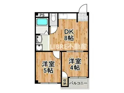 内野千島ビル(2DK/2階)の間取り写真