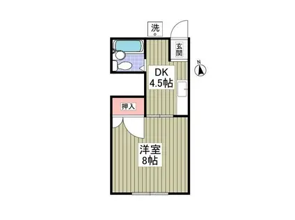 コーポ中本(1DK/1階)の間取り写真