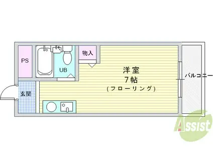 プレミアムYT(ワンルーム/2階)の間取り写真