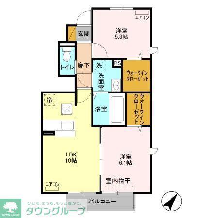 LA・TOUR(2LDK/1階)の間取り写真