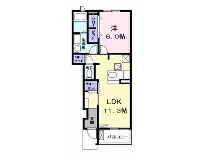 ＪＲ関西本線 春田駅 徒歩8分 2階建 築17年(1LDK/1階)の間取り写真
