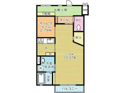 RIO CEREZO(1LDK/4階)の間取り写真