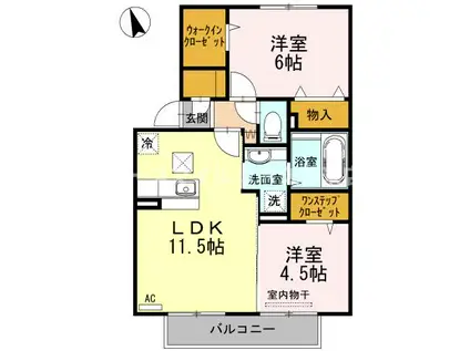グランエトワール A棟(2LDK/1階)の間取り写真