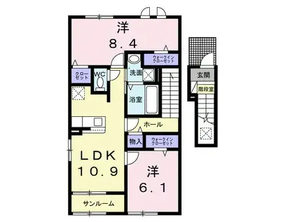 ルミナーラ西中央(2LDK/2階)の間取り写真