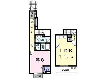 モデルノカーサ(1LDK/1階)の間取り写真