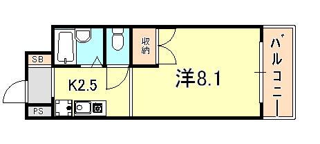 サイトピア本山(1K/4階)の間取り写真