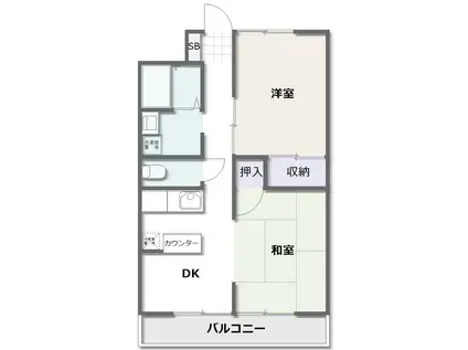 エバーグリーン長砂(2DK/1階)の間取り写真