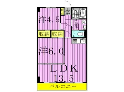 デイズガーデン(2LDK/4階)の間取り写真