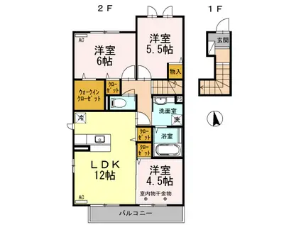 ルミエール ド エスポワール II(3LDK/2階)の間取り写真