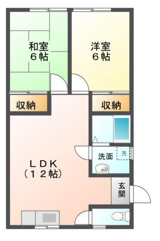 コーポパルシェ(2LDK/1階)の間取り写真