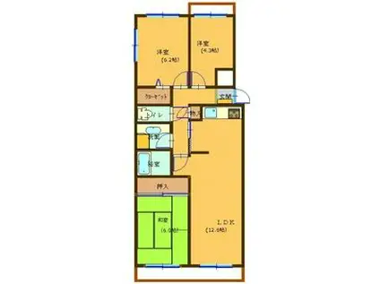 パークノヴァ亀の井(3LDK/2階)の間取り写真