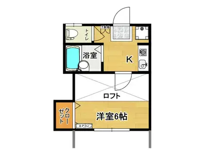 パレス安積III(1K/1階)の間取り写真