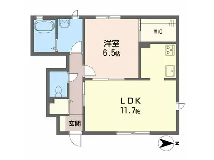 ディアス竹原(1LDK/1階)の間取り写真