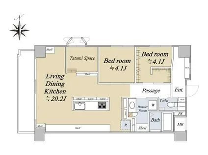藤和シティスクエア三田サウスウイング(2LDK/7階)の間取り写真