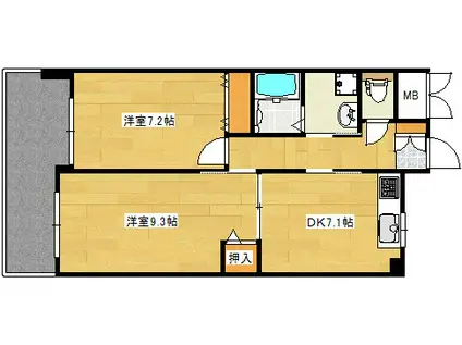 スマートウィード(2DK/6階)の間取り写真