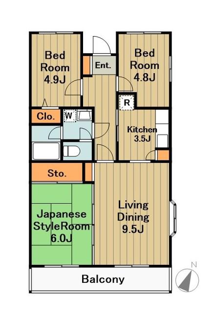 ソシア東橋本(3LDK/1階)の間取り写真