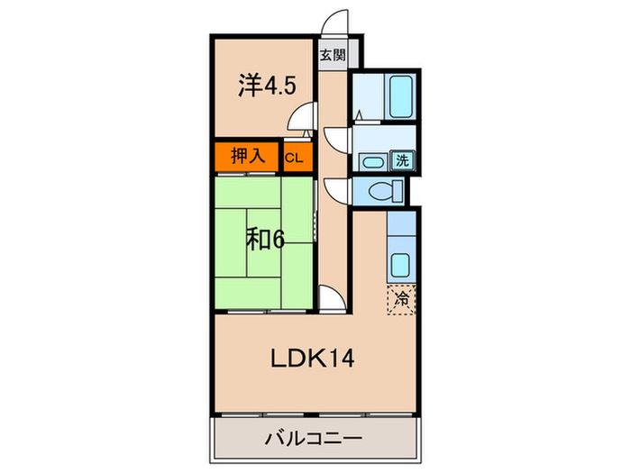 クレール塩屋(2LDK/3階)の間取り写真