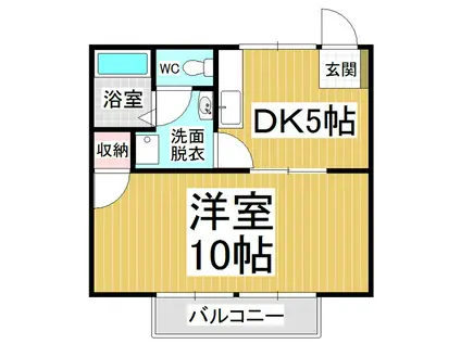ベルメゾン桔梗(1DK/2階)の間取り写真