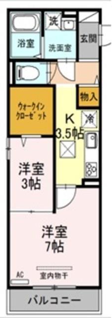 ルシエール氷川(2K/3階)の間取り写真