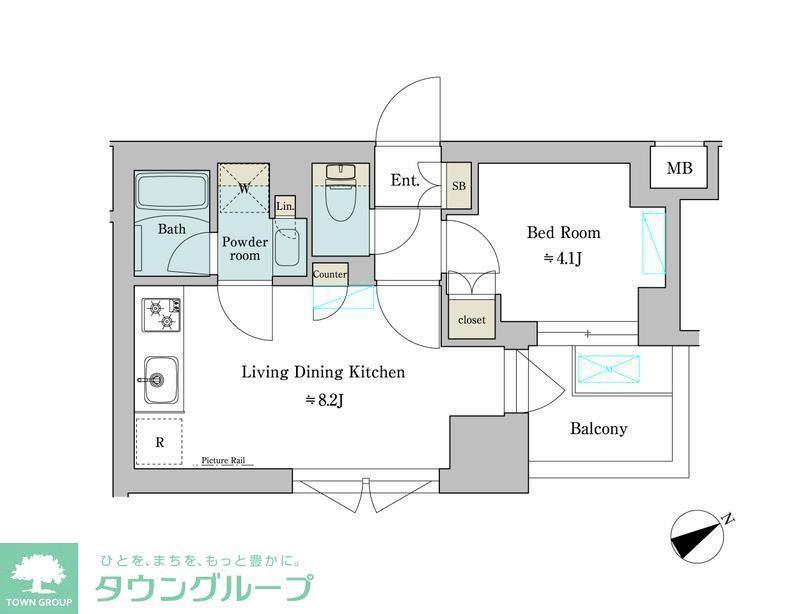 BRILLIA IST 門前仲町(1LDK/6階)の間取り写真