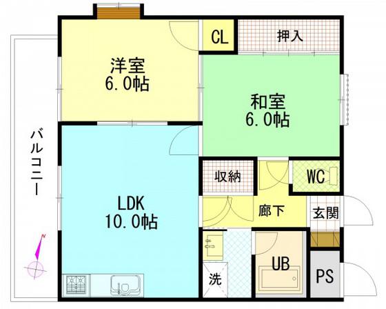 メゾンアルカディア(2LDK/2階)の間取り写真