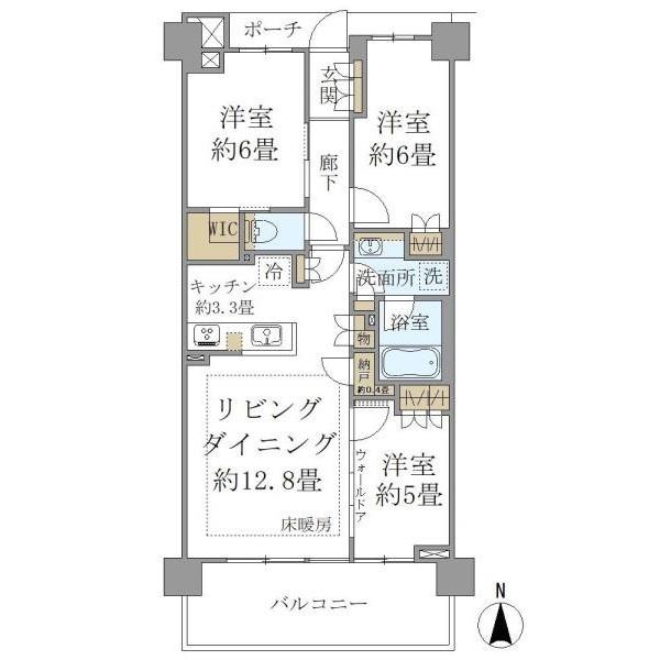 BRILLIA湘南辻堂海浜公園(3LDK/3階)の間取り写真