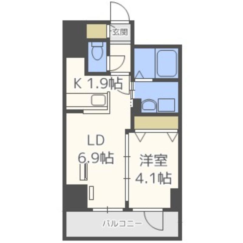 グランカーサ南6条(1LDK/5階)の間取り写真