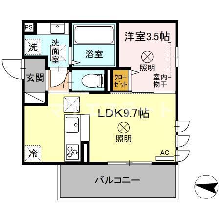コンフォール古閑上(1LDK/2階)の間取り写真