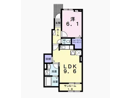 クラール館山(1LDK/1階)の間取り写真