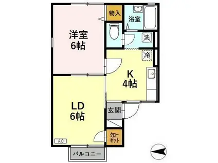 カサベルデIII(1LDK/1階)の間取り写真