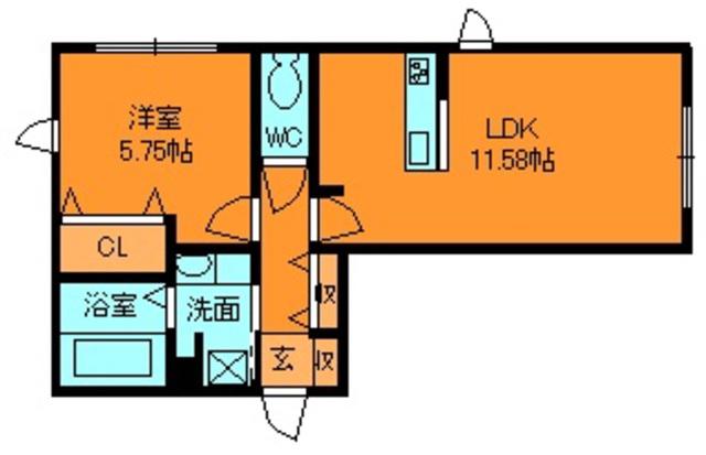グラン レヴェリー(1LDK/1階)の間取り写真