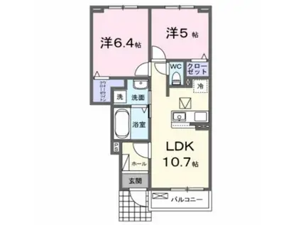 アゼリアII(1LDK/1階)の間取り写真