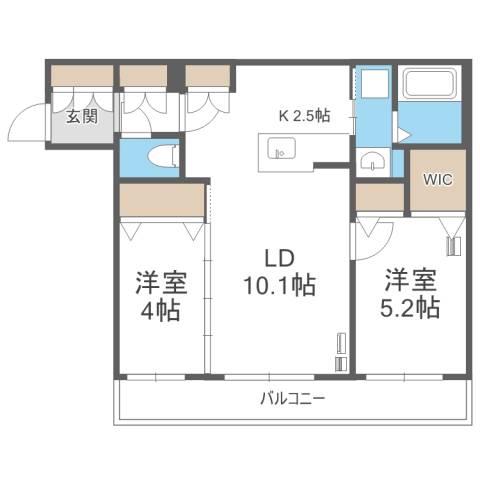 アルファスクエア菊水2条(2LDK/4階)の間取り写真