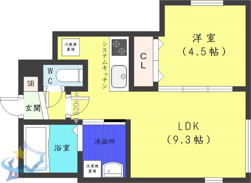 テラスケヤキ(1LDK/2階)の間取り写真