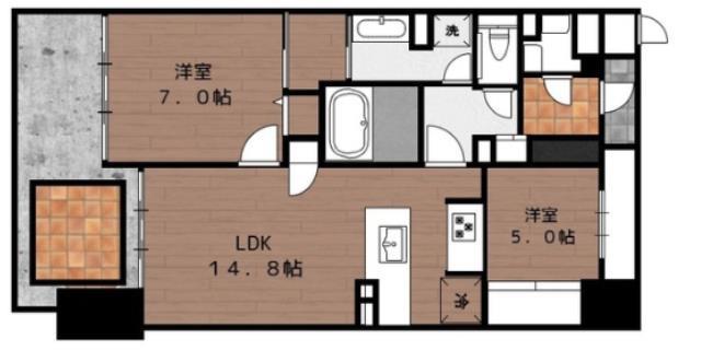 ロイヤルガーデン中山下(2LDK/3階)の間取り写真