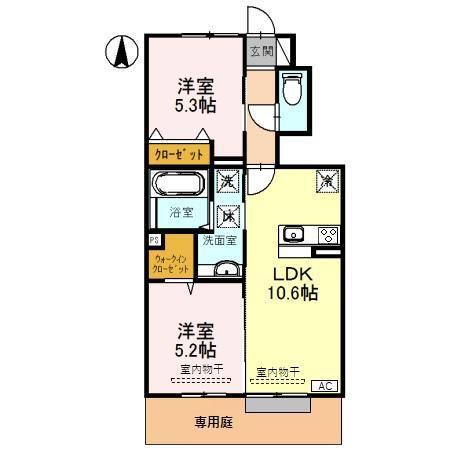 BELL PLUME(2LDK/1階)の間取り写真