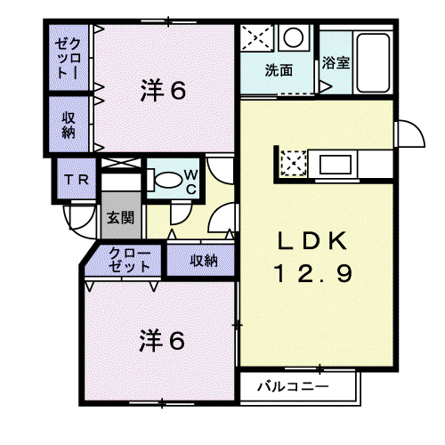 サンリットハウス(2LDK/1階)の間取り写真
