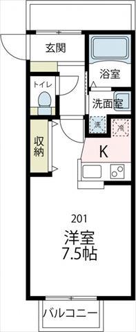 ウェルヴィラ馬堀海岸(ワンルーム/2階)の間取り写真