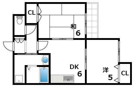 金栄ビル東館(2DK/3階)の間取り写真