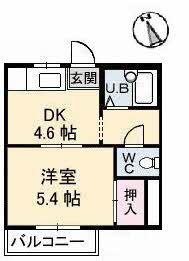 フレグランス宮脇(1DK/2階)の間取り写真