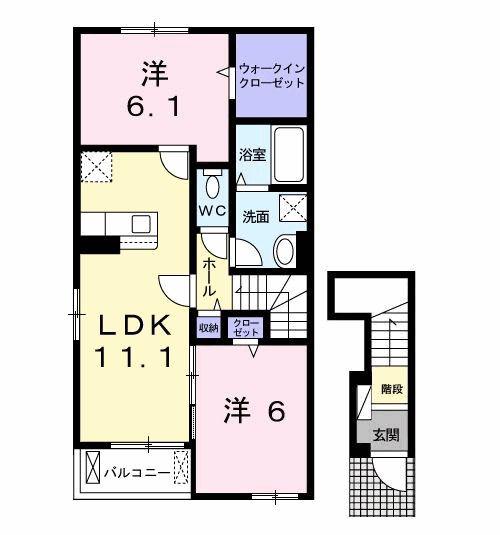 ルミエール(2LDK/2階)の間取り写真