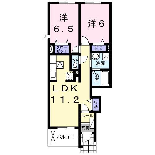 パルテールII(2LDK/1階)の間取り写真