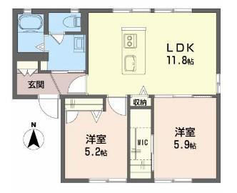 クレセント・トウヨウ A棟(2LDK/1階)の間取り写真