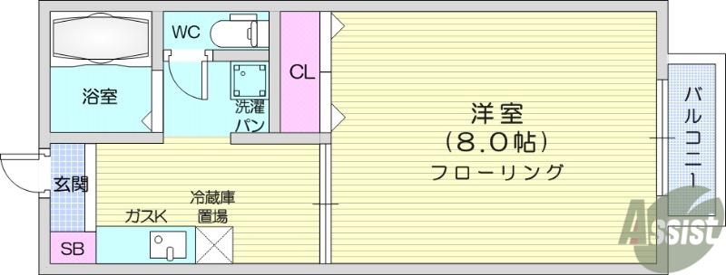 セフィラ・エイ黒松(1K/2階)の間取り写真