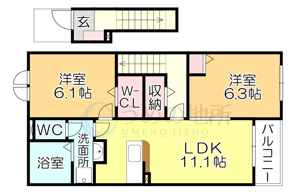 アルフォンソ(2LDK/2階)の間取り写真
