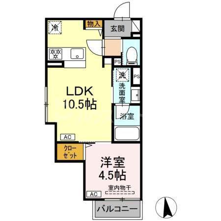 セレスティア青井II(1LDK/3階)の間取り写真