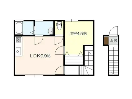 いわて銀河鉄道線 青山駅(岩手) 徒歩21分 2階建 築3年(1LDK/2階)の間取り写真