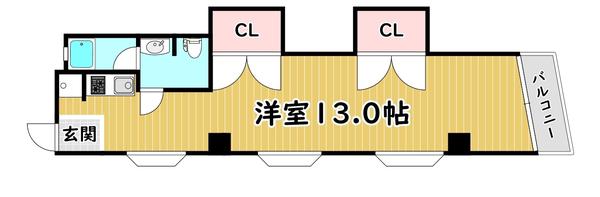 伊勢マンション(ワンルーム/2階)の間取り写真